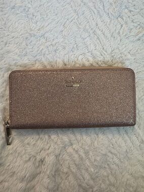 kate spade | Rose Gold glitter continental wallet